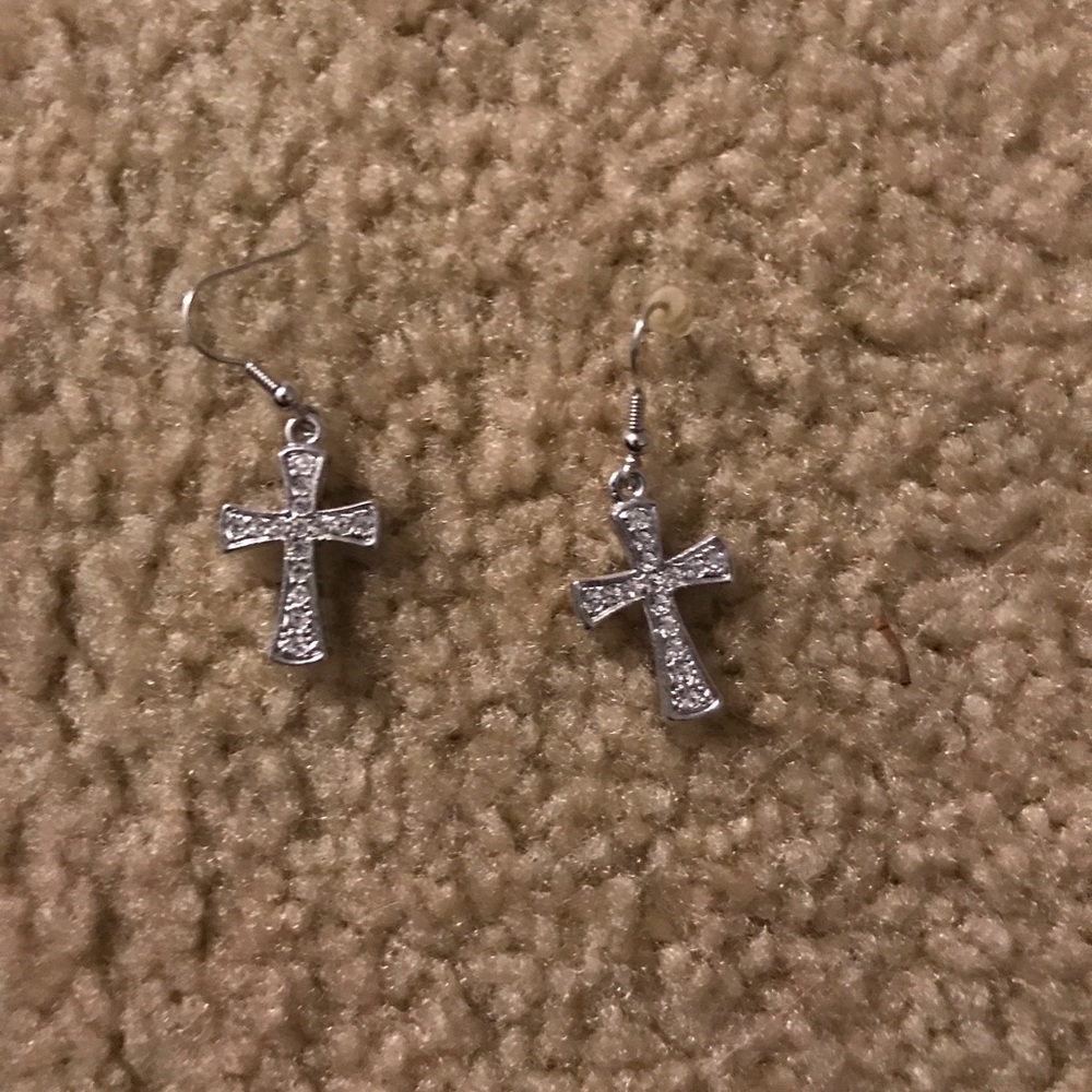 diamond cross earrings